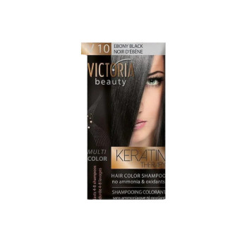 VICTORIA BEAUTY Оцветяващ шампоан с кератин – Ебено черно (V10), 4–8 измивания VICTORIA BEAUTY Оцветяващ шампоан с кератин – Ебено черно (V10), 4–8 измивания