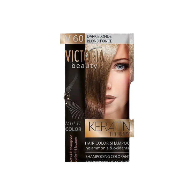 VICTORIA BEAUTY Оцветяващ шампоан с кератин – Тъмнорус (V60), 4–8 измивания VICTORIA BEAUTY Оцветяващ шампоан с кератин – Тъмнорус (V60), 4–8 измивания