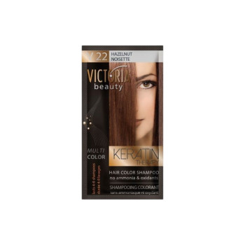 VICTORIA BEAUTY Оцветяващ шампоан с кератин – Лешников (V22), 4–8 измивания VICTORIA BEAUTY Оцветяващ шампоан с кератин – Лешников (V22), 4–8 измивания