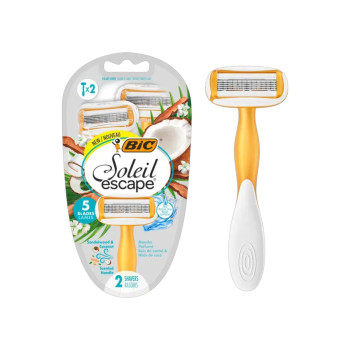 BIC SOLEIL ESCAPE Sandalwood & Coconut – дамски самобръсначки с 5 ножчета и ароматна дръжка, 2 бр