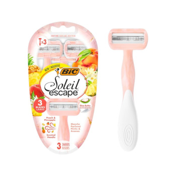 BIC SOLEIL ESCAPE Peach & Pineapple – дамски самобръсначки с 3 ножчета и ароматна дръжка, 3 бр BIC SOLEIL ESCAPE Peach & Pineapple – дамски самобръсначки с 3 ножчета и ароматна дръжка, 3 бр