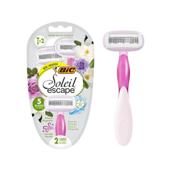 BIC SOLEIL ESCAPE Rose & Magnolia – дамски самобръсначки с 5 ножчета и ароматна дръжка, 2 бр BIC SOLEIL ESCAPE Rose & Magnolia – дамски самобръсначки с 5 ножчета и ароматна дръжка, 2 бр