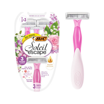BIC SOLEIL ESCAPE Lily of the Valley & Rose – дамски самобръсначки с 3 ножчета и ароматна дръжка, 3 бр BIC SOLEIL ESCAPE Lily of the Valley & Rose – дамски самобръсначки с 3 ножчета и ароматна дръжка, 3 бр
