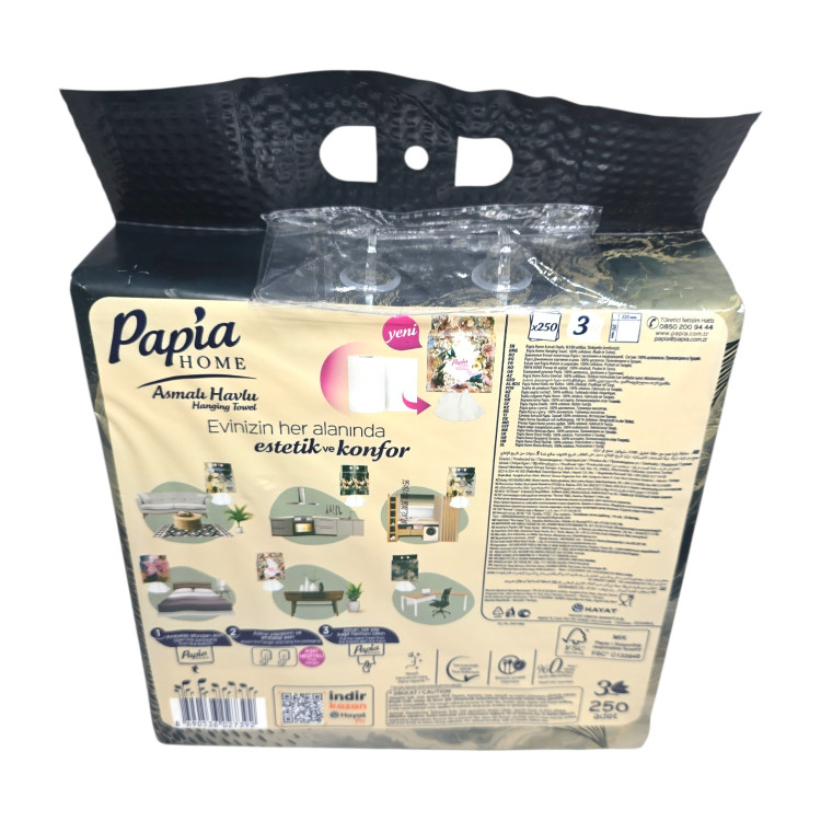 PAPIA HOME висящи кухненски кърпи, 3-пластови, 250 бр, Цветове Микс