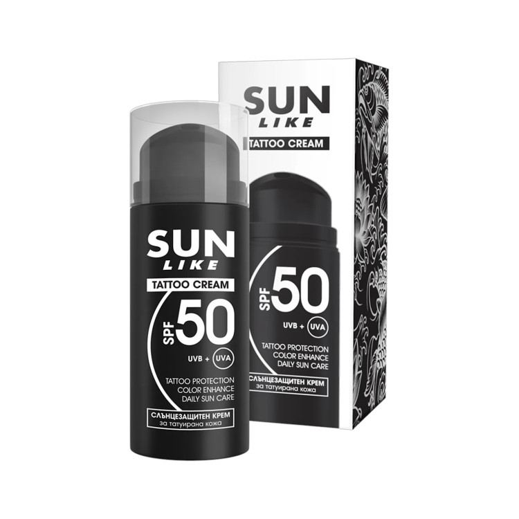 SUN LIKE, слънцезащитен крем за татуировки, SPF 50, 50 мл SUN LIKE, слънцезащитен крем за татуировки, SPF 50, 50 мл