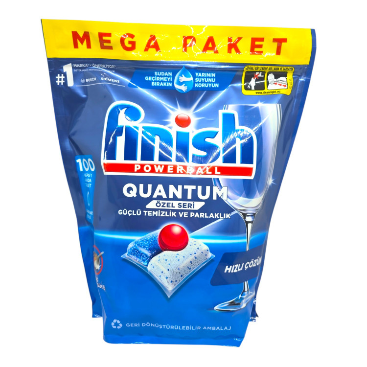 FINISH POWERBALL QUANTUM, таблетки за съдомиялна, Mega Paket, 100 броя