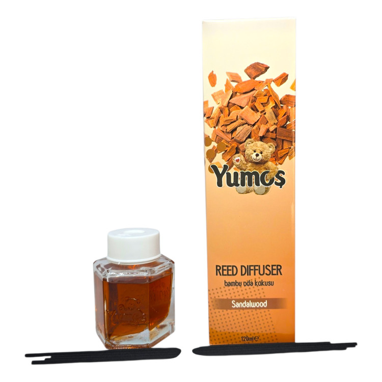 YUMOS, ароматизатор с пръчици Reed Diffuser Sandalwood, 120 мл YUMOS, ароматизатор с пръчици Reed Diffuser Sandalwood, 120 мл