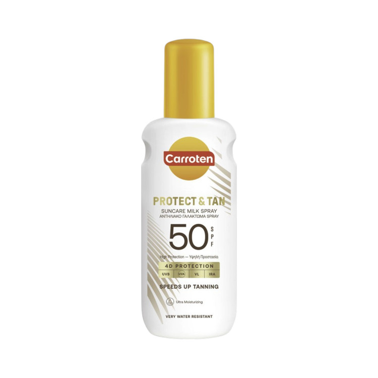 CARROTEN, слънцезащитен спрей Protect & Tan Suncare Milk SPF 50, 150мл