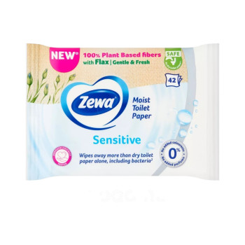 ZEWA, мокра тоалетна хартия Moist Toilet Paper Sensitive, 42 бр. ZEWA, мокра тоалетна хартия Moist Toilet Paper Sensitive, 42 бр.