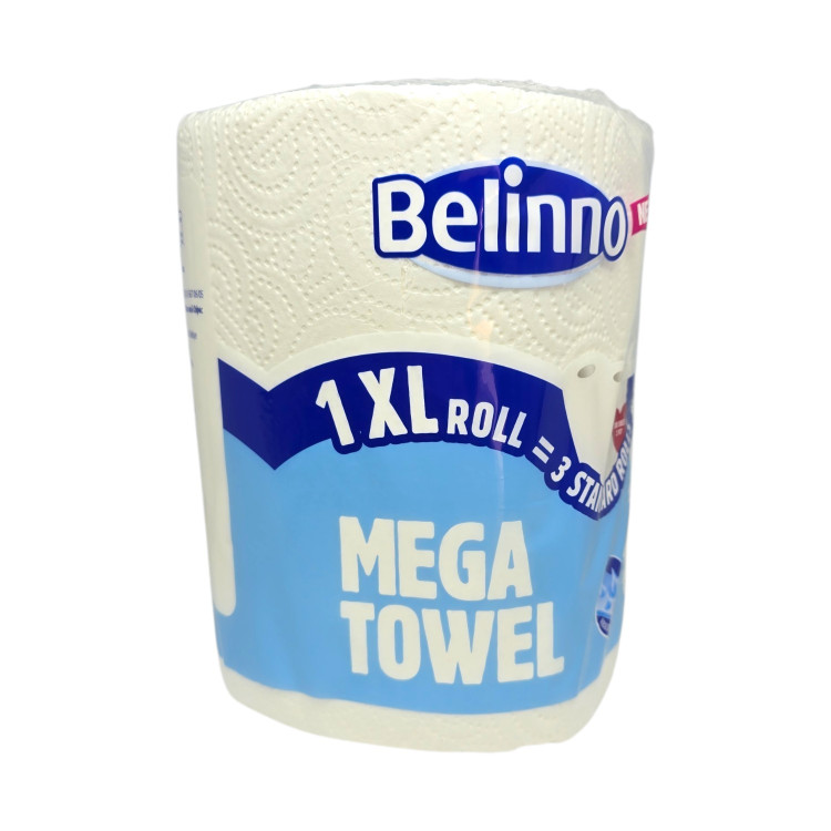 BELINNO, Mega Towel XL Roll, кухненска ролка хартия, 1 XL ролка = 3 стандартни, 350гр
