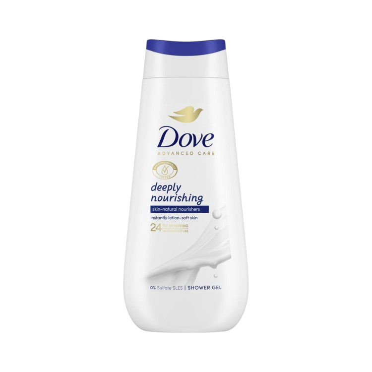 DOVE ADVANCED CARE, Душ гел – Дълбоко подхранващ, 225мл