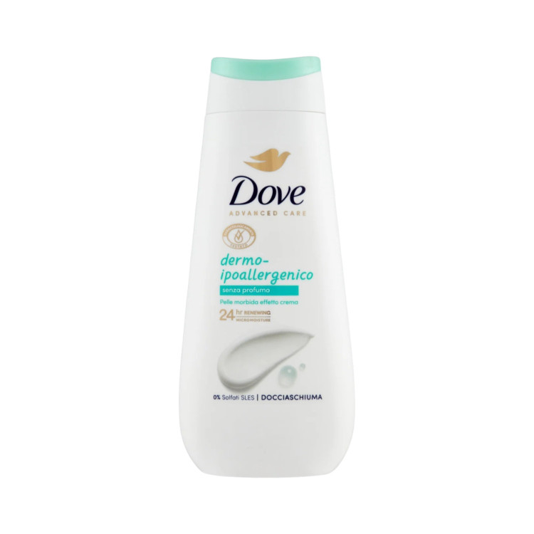 DOVE ADVANCED CARE, Душ гел – Хипоалергеничен без аромат, 225мл DOVE ADVANCED CARE, Душ гел – Хипоалергеничен без аромат, 225мл