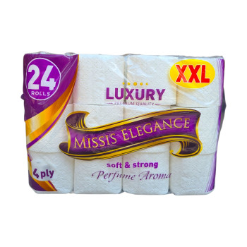 MISSIS ELEGANCE, Тоалетна хартия, Luxury Premium Quality, 24 ролки MISSIS ELEGANCE, Тоалетна хартия, Luxury Premium Quality, 24 ролки