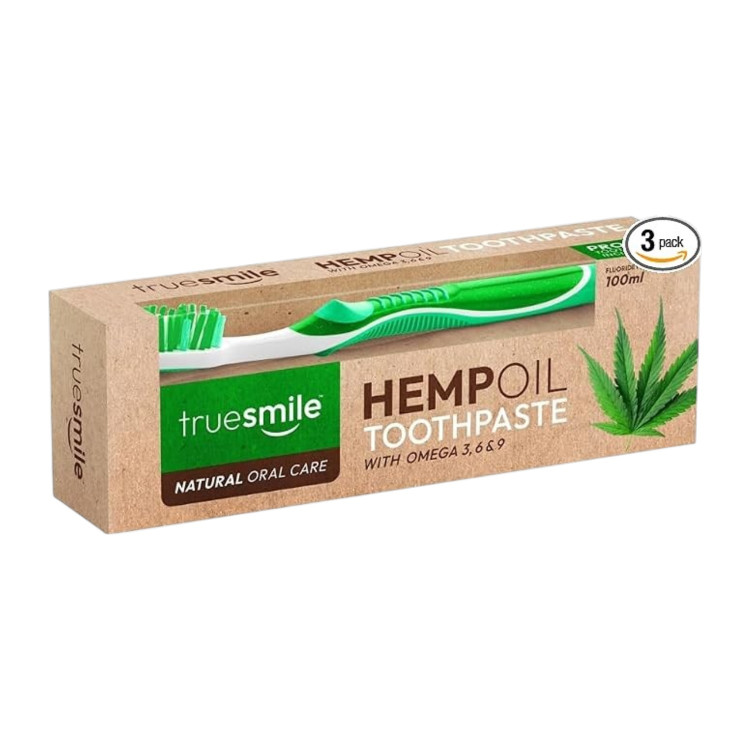 Truesmile, Паста за зъби с конопено масло и омега 3‑6‑9, 100 ml+ Четка за зъби Truesmile, Паста за зъби с конопено масло и омега 3‑6‑9, 100 ml+ Четка за зъби