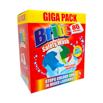BRITE цветоулавящи кърпи за цветно пране, Giga Pack, 80 броя BRITE цветоулавящи кърпи за цветно пране, Giga Pack, 80 броя
