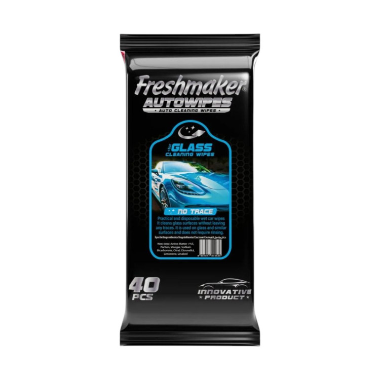 Freshmaker, Мокри кърпички за авто стъкла без следи, 40 бр