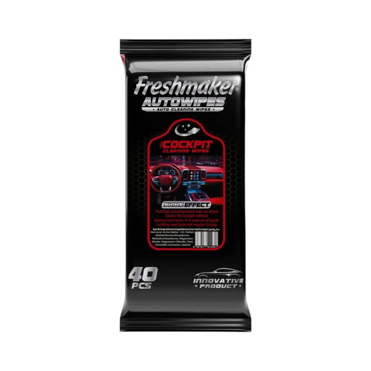 Freshmaker, Мокри кърпички за автомобилно табло за блясък, 40 бр Freshmaker, Мокри кърпички за автомобилно табло за блясък, 40 бр