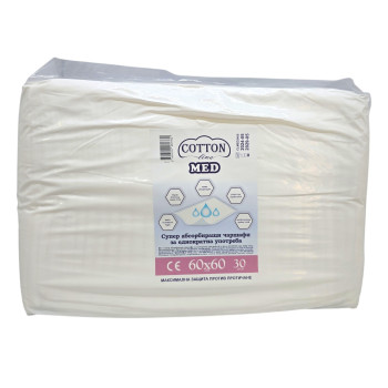 Cotton Line Med, Абсорбиращи медицински чаршафи еднократни 60×60, 30 бр Cotton Line Med, Абсорбиращи медицински чаршафи еднократни 60×60, 30 бр