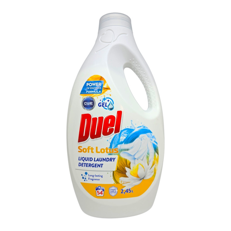 Duel, Течен перилен препарат Soft Lotus гел, 2.45л, 54 пранета Duel, Течен перилен препарат Soft Lotus гел, 2.45л, 54 пранета