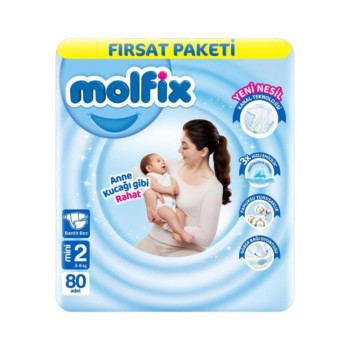 Molfix, Бебешки пелени Mini 2, 3–6 кг, 80 бр