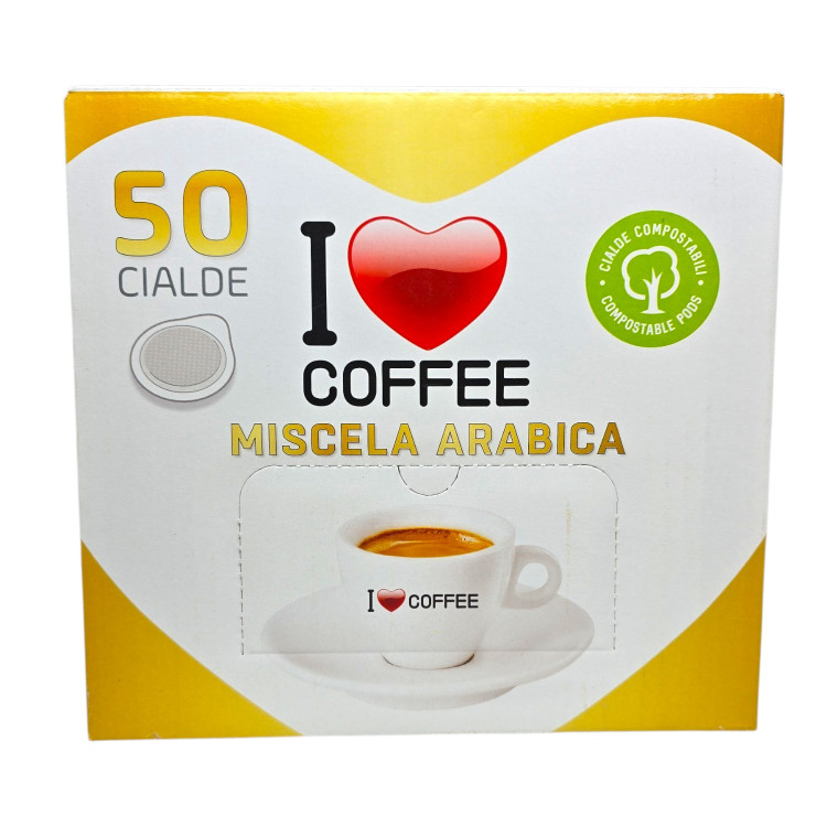 I LOVE COFFEE, Miscela Arabica, кафе дози ESE 44 мм, 50 бр I LOVE COFFEE, Miscela Arabica, кафе дози ESE 44 мм, 50 бр