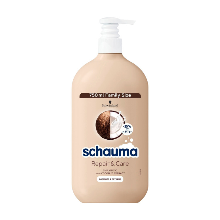 SCHAUMA, Repair & Care, шампоан с екстракт от кокос за суха и увредена коса, 750 мл