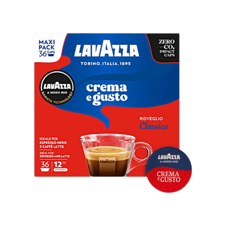 LAVAZZA, Crema e Gusto Risveglio Classico, кафе капсули A Modo Mio, 36 бр LAVAZZA, Crema e Gusto Risveglio Classico, кафе капсули A Modo Mio, 36 бр
