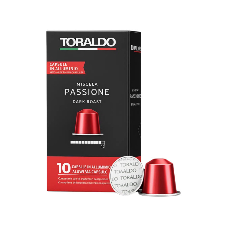 TORALDO, Miscela Passione Dark Roast, алуминиеви кафе капсули Nespresso, 10 бр