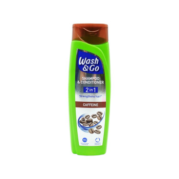 WASH&GO 2 in 1 Caffeine, шампоан и балсам с кофеин, 180 мл