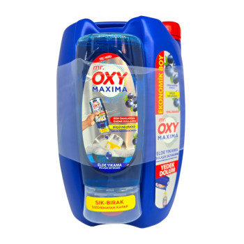 MR. OXY MAXIMA, препарат за ръчно миене на съдове с аромат на боровинка, 3,5 л + 500 мл
