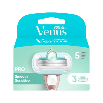 GILLETTE VENUS PRO Smooth Sensitive, резервни ножчета за бръснене, 3 бр.