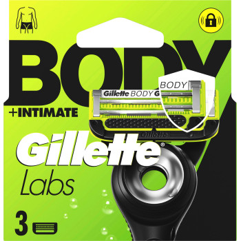 GILLETTE labs body + intimate резервни ножчета, 3 броя