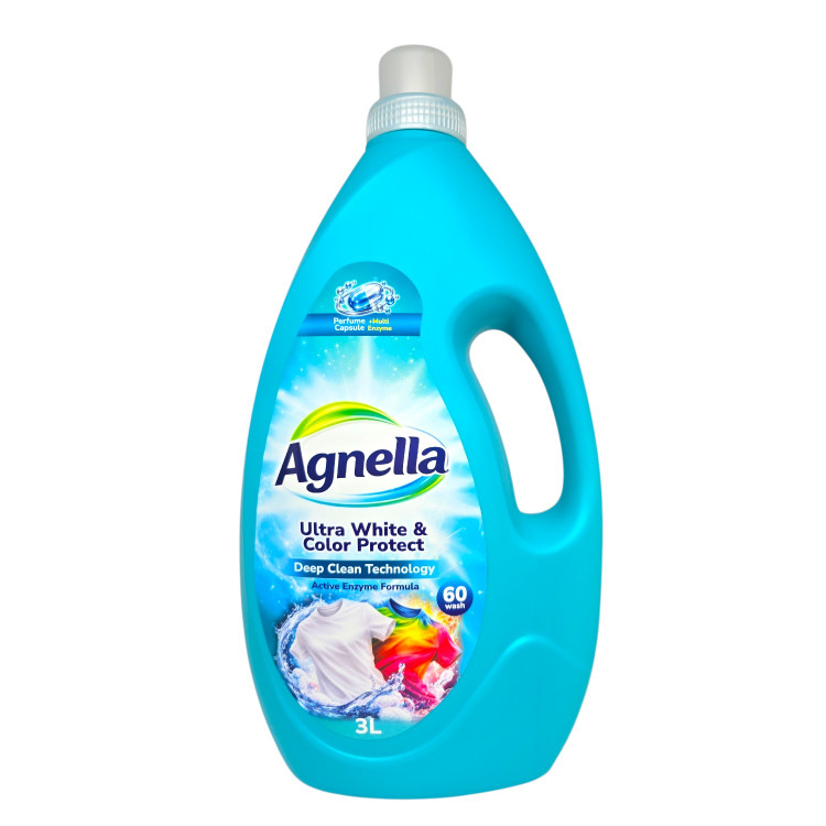 AGNELLA ultra white & color protect течен перилен препарат за бели и цветни тъкани, 3 л, 60 пранета AGNELLA ultra white & color protect течен перилен препарат за бели и цветни тъкани, 3 л, 60 пранета