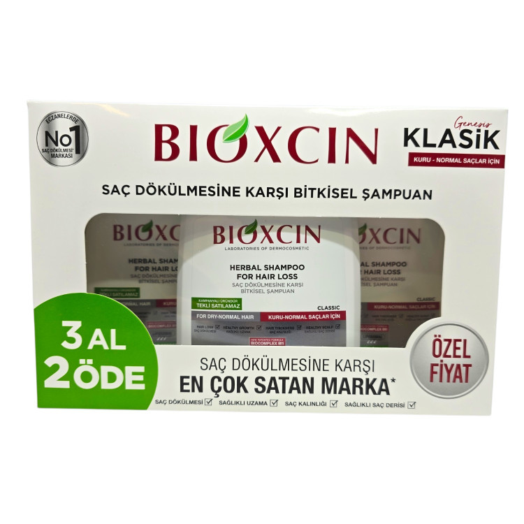 BIOXCIN klasik genesis билков шампоан против косопад за суха и нормална коса, комплект 3 × 300 мл BIOXCIN klasik genesis билков шампоан против косопад за суха и нормална коса, комплект 3 × 300 мл
