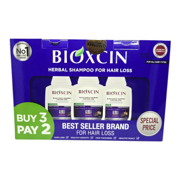 BIOXCIN черен чесън билков шампоан против косопад, комплект 3 × 300 мл