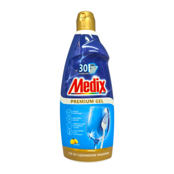 MEDIX измиващ гел за съдомиялна машина, Premium Gel, Лимон, 600мл MEDIX измиващ гел за съдомиялна машина, Premium Gel, Лимон, 600мл
