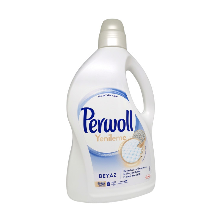 PERWOLL течен перилен препарат за бели дрехи, 54 пранета, 2970мл