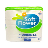SOFT FLOWER тоалетна хартия ароматизирана, Classic, Бяла, 3 пласта, 4 броя, 330 къса, 800гр