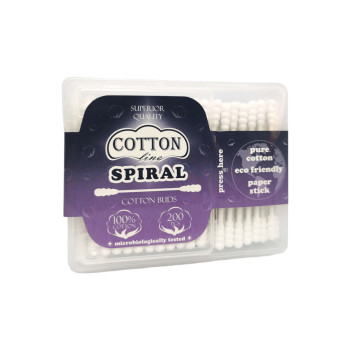 COTTON LINE клечки за уши спирални, 200 броя COTTON LINE клечки за уши спирални, 200 броя