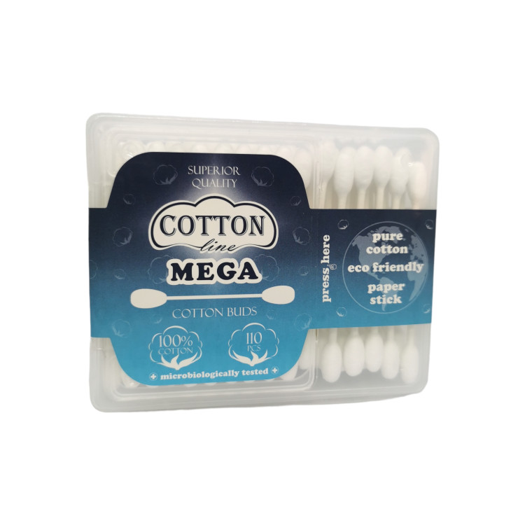 COTTON LINE клечки за уши, Мега много памук, 110 броя