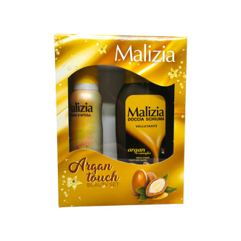 MALIZIA подаръчен комплект, Дамски, Дезодорант 150мл, Душ гел, Арган MALIZIA подаръчен комплект, Дамски, Дезодорант 150мл, Душ гел, Арган
