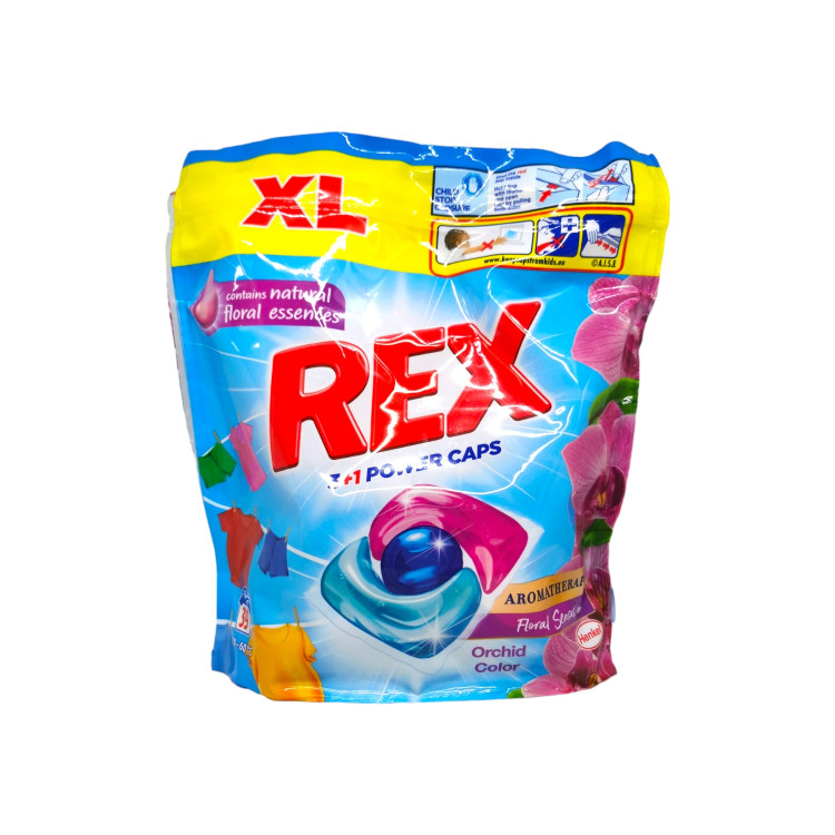 REX капусли за бяло пране, 3+1 power caps, 39 броя, Orchid color, Floral sensation, Цветно пране
