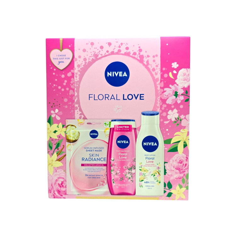 NIVEA подаръчен комплект, Дамски, 3 продукта, Floral love