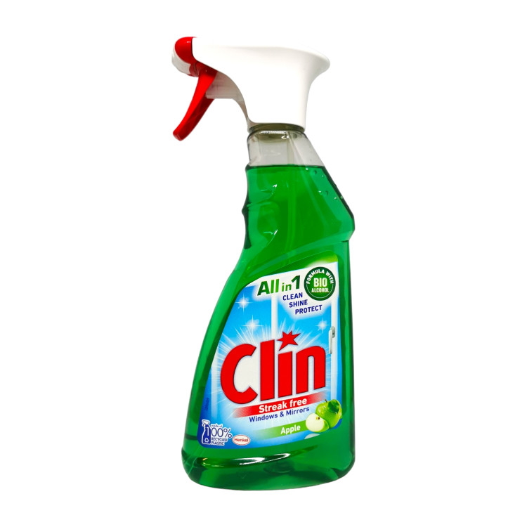 CLIN препарат за почистване и полиране на стъкла, Ябълка, 500мл