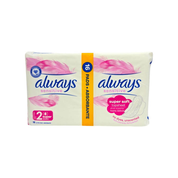 ALWAYS ultra дамски превръзки, Sensitive, Super plus, 16 броя