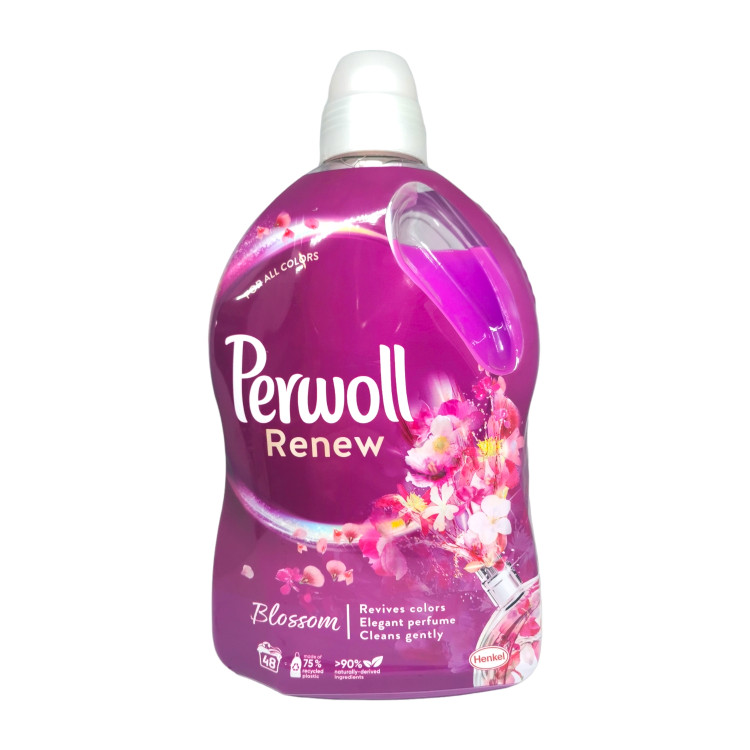 PERWOLL течен перилен препарат, Цветно пране, Renew & Blossom, 2880мл, 48 пранета