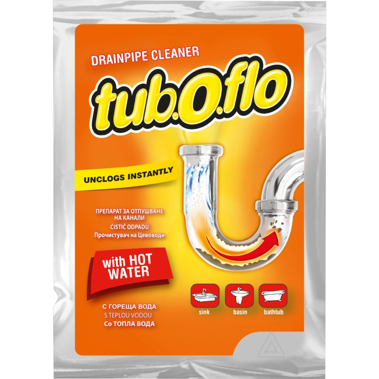 TUBOFLO прах за отпушване на канали с топла вода, 60гр TUBOFLO прах за отпушване на канали с топла вода, 60гр