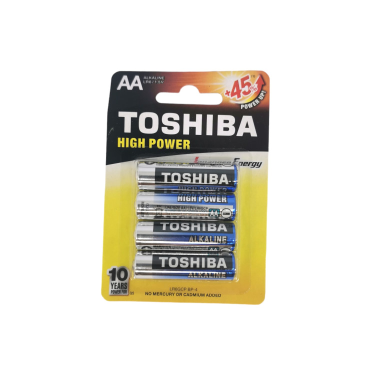 TOSHIBA батерия, Алакална, AA, 1.5v, 4 броя