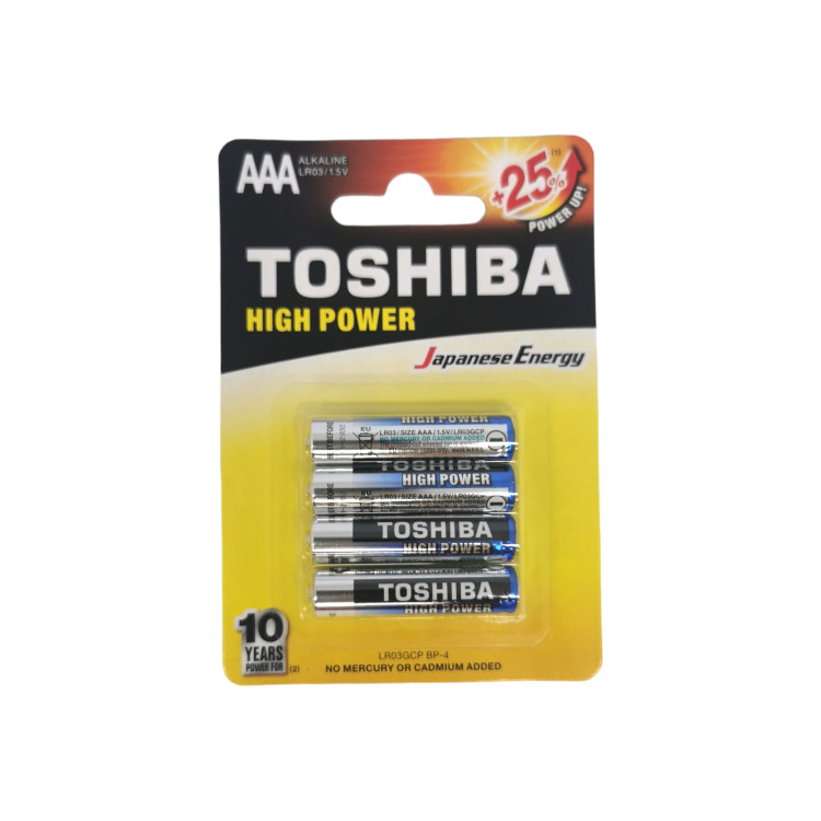 TOSHIBA батерия, Алакална, AАA, 1.5v, 4 броя