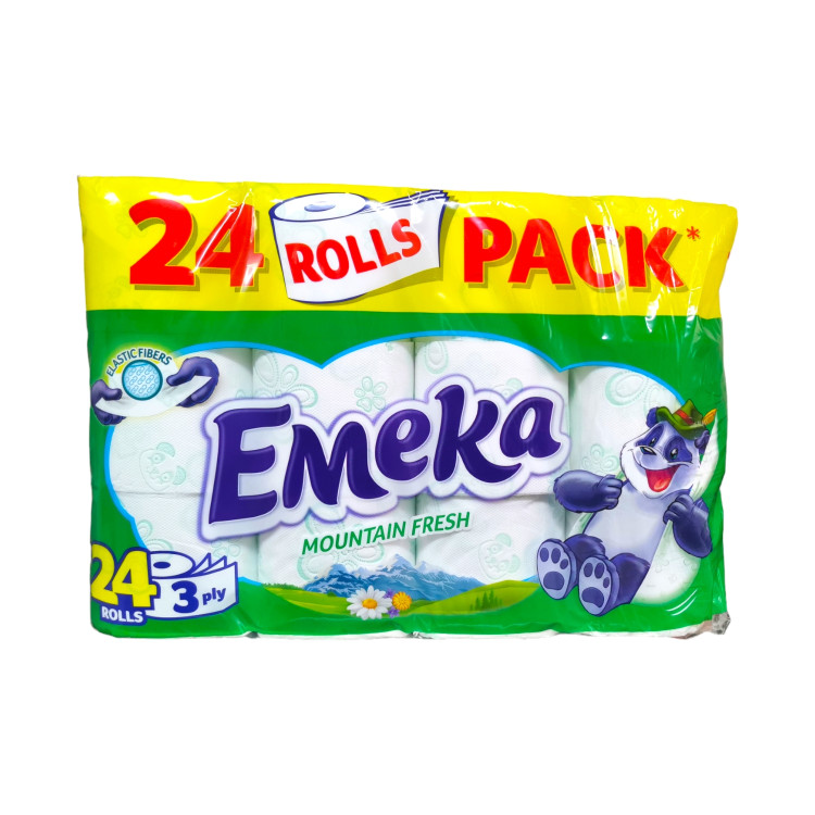 EMEKA тоалетна хартия, Ароматизирана, Mountain fresh, 24 броя х 75гр